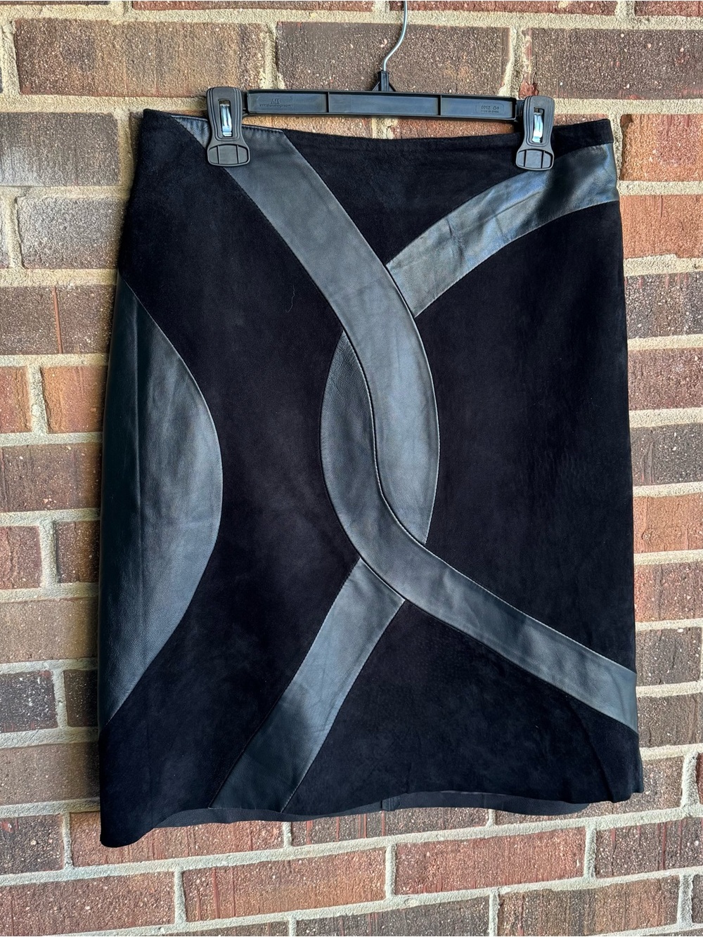 Black Suede & Leather Panel Skirt - Picture 5 of 6